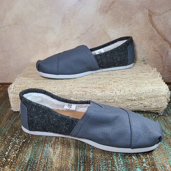 Toms Womens 9M Flats Cottagecore Minimalist Coastal Grandmother Sherpa Canvas - Picture 2 of 4